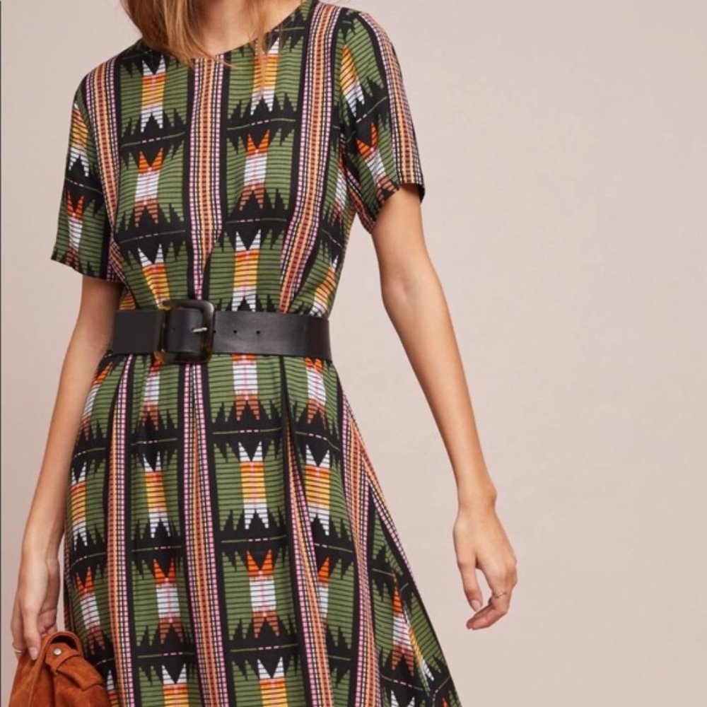 Anthropologie Bel Kazan Geometric Maxi Dress Sz L